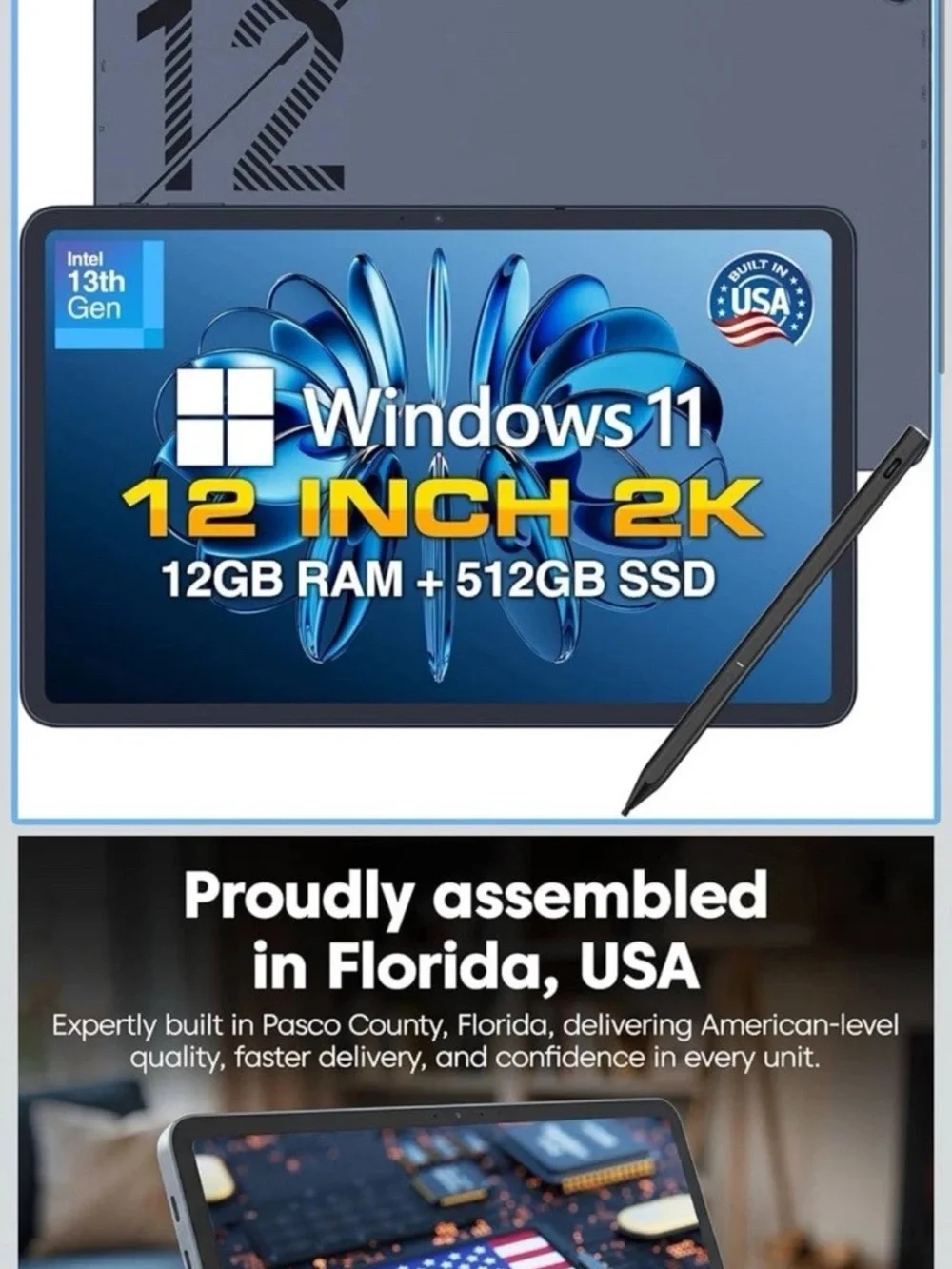 Windows Tablet Laptop - Black Frame with Blue Display